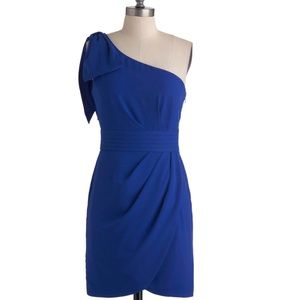 NWT ModCloth blue one shoulder tulip dress